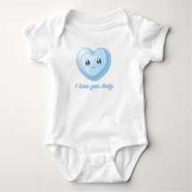 I Love You Daily Baby Bodysuit - Cute Blue Kawaii 