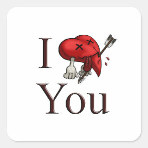 I Love You deadly wounded heart with arrow Square Sticker