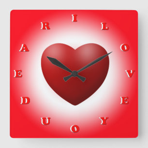 i love you dear square wall clock