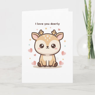 I Love You Deerly Cute Puchi Dōshi Deer Christma Card