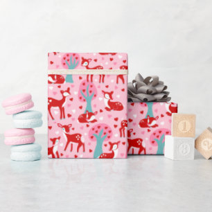 I Love You Deerly Valentines Day Deer Patterned Wrapping Paper