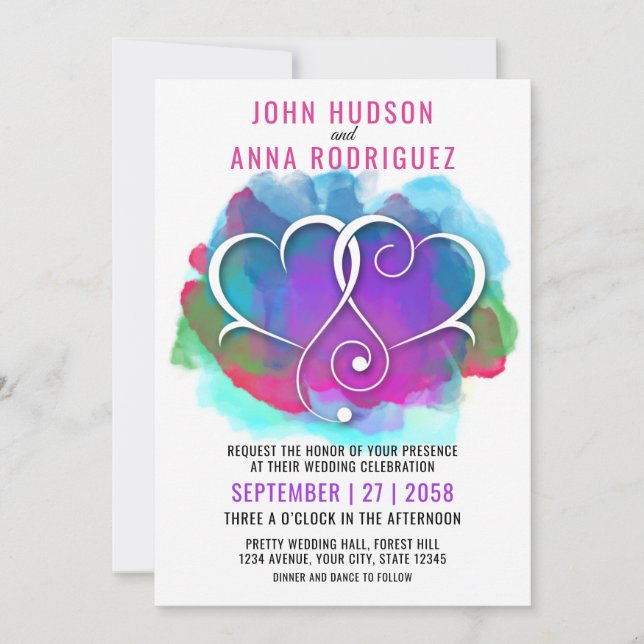 I Love You Design with Gold Hearts Announcement (Front)