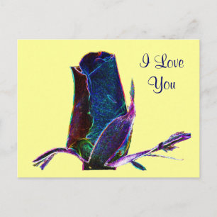 I Love You Digital Rosebud Flower Photo Postcard