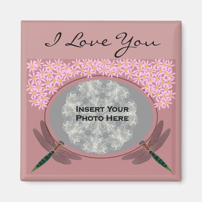 I Love You Dragonfly Customisable Photo Magnet (Front)