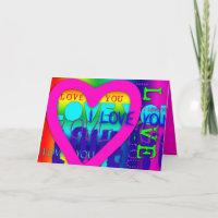 I Love You Electric Colours Pop Art Greeting card