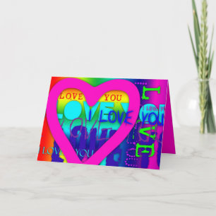 I Love You Electric Colours Pop Art Greeting card