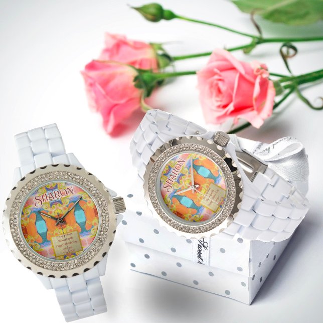I Love You Elegant Abstract Deco White Rhinestone  Watch (Creator Uploaded)