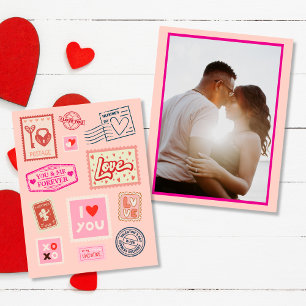 I Love You Express Mail Stamps Valentine's Day  Card