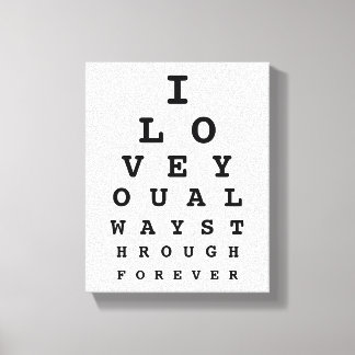 I Love You Eye Chart Canvas Print