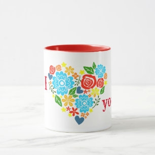 I LOVE YOU FLORAL HEART DESIGN VALENTINE'S MUG