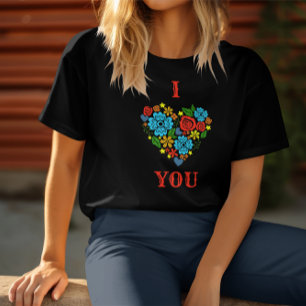 I LOVE YOU FLORAL HEART DESIGN VALENTINE'S  T-Shirt