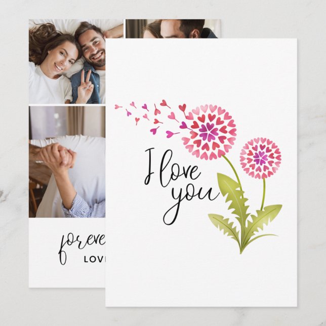 I love You Floral Valentines Day Holiday Card (Front/Back)