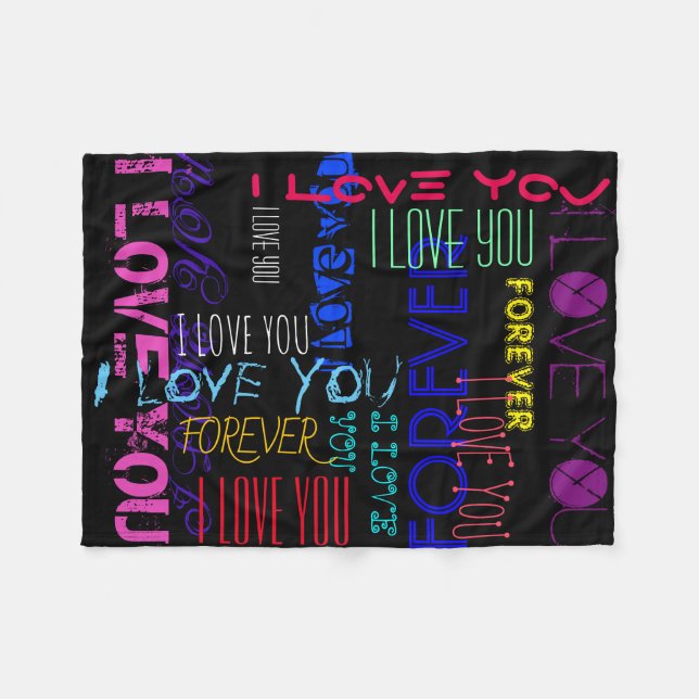I Love You Forever repeating custom Fleece Blanke Blanket (Front (Horizontal))