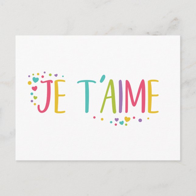 I love you French Je t'aime- rainbow Postcard (Front)