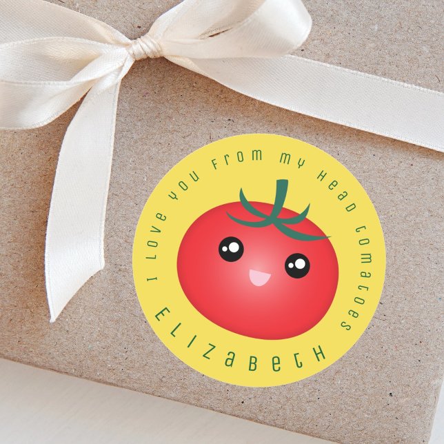 I Love You From My Head Tomatoes Funny Food Pun Classic Round Sticker (Creator Uploaded)