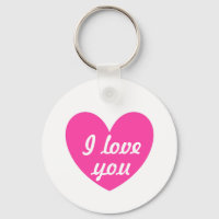"I love you" Fuchsia heart on white