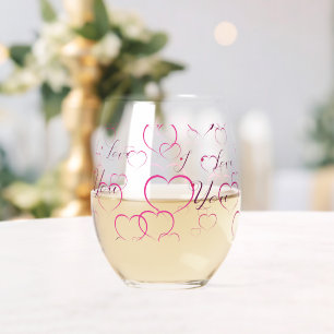 I Love You, Full of Hearts Stemless Wine Glass