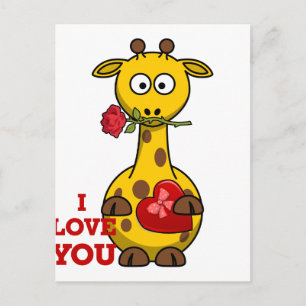 i love you giraffe postcard