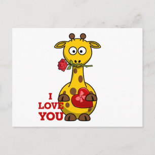 i love you giraffe postcard