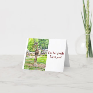 I love you - giraffe  thank you card