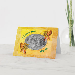 I Love You Girl And Puppies Frame Photo Card