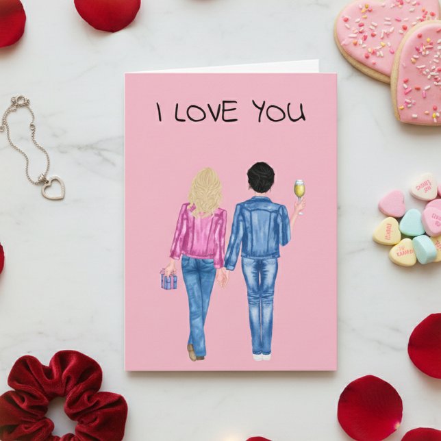 I Love you Girlfriend Valentine's Day Watercolor Holiday Card (Creator Uploaded)