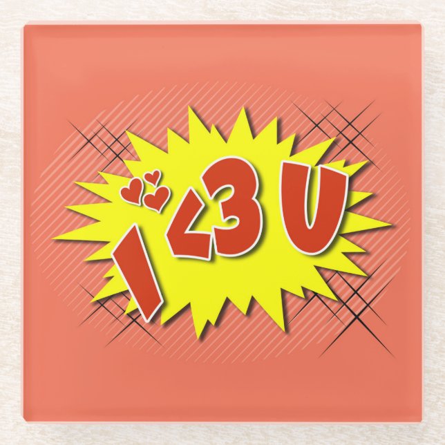 I love you glass coaster (Front)