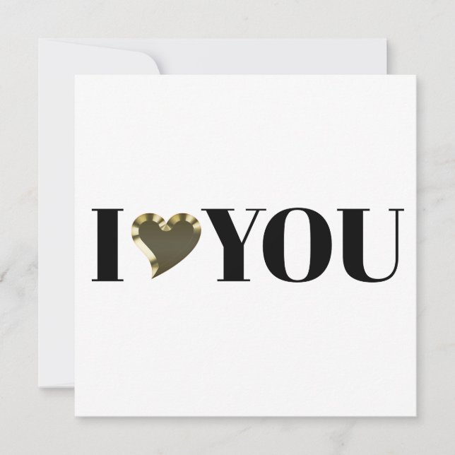 I Love You gold heart modern serif typography  Card (Front)