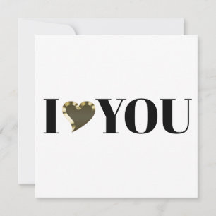 I Love You gold heart modern serif typography  Card