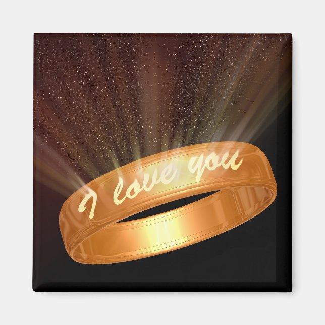 "I love you" Golden Ring Magnet (Front)