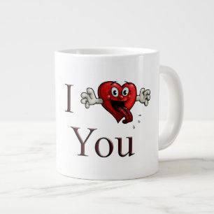 I Love You goofy heart Large Coffee Mug