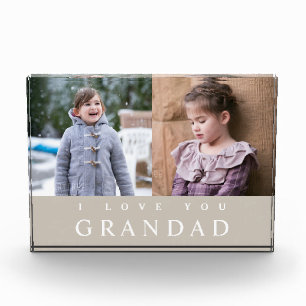 I Love You Grandad Beige 2 Photo Collage Block
