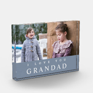 I Love You Grandad Blue 2 Photo Collage Block