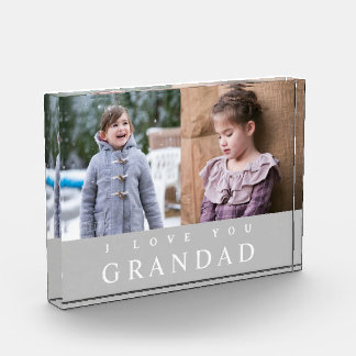 I Love You Grandad Grey 2 Photo Collage Block