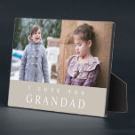 I Love You Grandad Modern Beige 2 Photo Collage Plaque<br><div class="desc">Personalized I Love You Grandad Modern Beige 2 Photo Collage Plaque.</div>