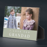 I Love You Grandad Modern Green 2 Photo Collage Plaque<br><div class="desc">Personalized I Love You Grandad Modern Green 2 Photo Collage Plaque.</div>