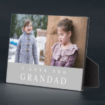 I Love You Grandad Modern Grey 2 Photo Collage Plaque<br><div class="desc">Personalised I Love You Grandad Modern Grey 2 Photo Collage Plaque.</div>