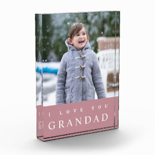 I Love You Grandad Modern Pink Grandchild Photo Block
