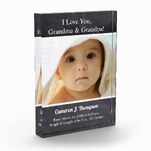 I Love you, Grandma and Grandpa Baby Photo Block