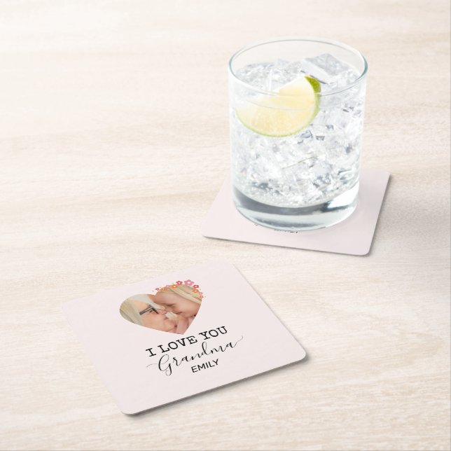 I Love You Grandma | Personalised Paper Coaster (Insitu)