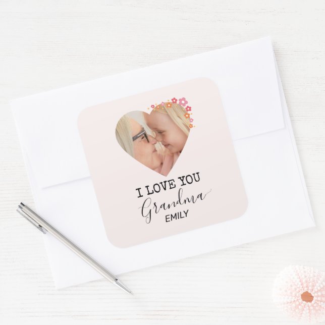 I Love You Grandma | Personalised Sticker (Envelope)