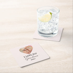 I Love You Grandma   Personalized Paper Coaster