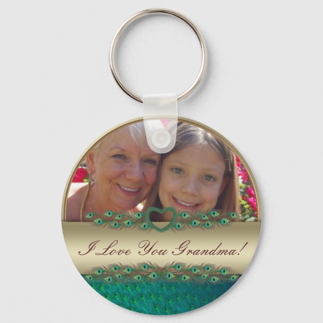 I love you Grandma photo frame & text keychains (Front)
