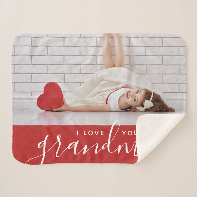 I Love You Grandma Valentine's Day Gift Photo Sherpa Blanket (Front (Horizontal))