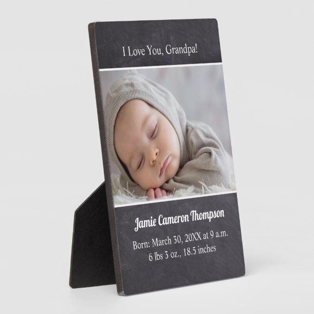 I Love you Grandpa Introducing baby photo birth Plaque (Side)