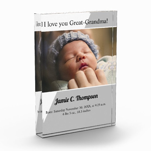 I love you great-Grandma Baby photo birth details (Left)