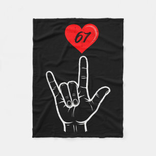 I Love You Hand Sign Asl Heart 67 Women Kids Men V Fleece Blanket