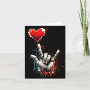 I Love You Hand Sign Asl Heart Women Kids Men Vale Card