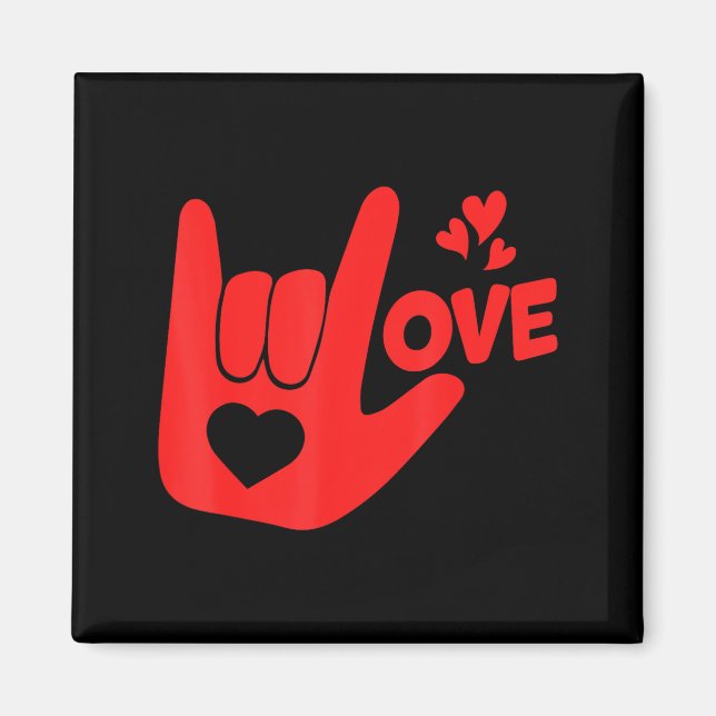 I Love You Hand Sign Asl Valentine' Day Funny Wome Magnet (Front)