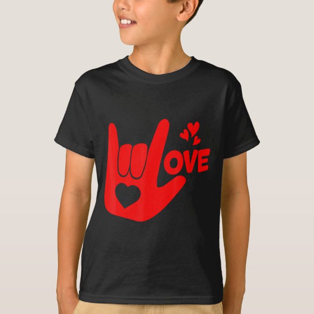 I Love You Hand Sign Asl Valentine Day Funny Wome  T-Shirt (Front)